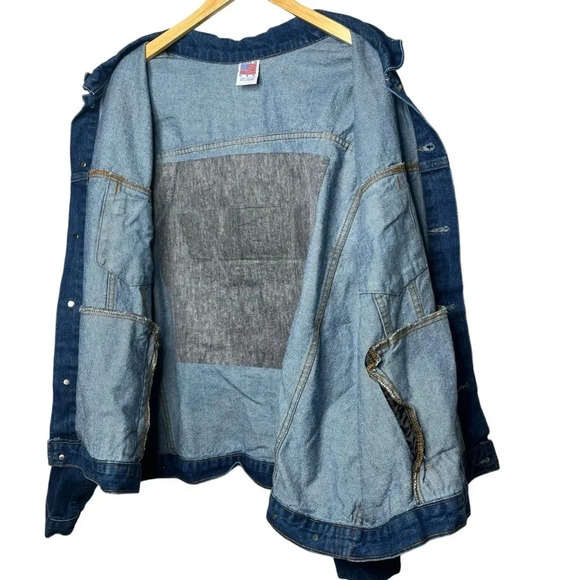 Vintage 4X denim Jean jacket oversized embossed‎ logo 895 local USW Texas 4XL TX - Picture 9 of 13